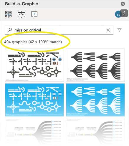 Build-a-Graphic listing the amount of graphics in search